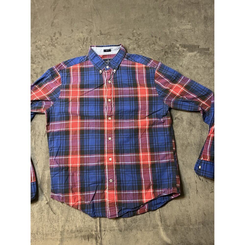 American Eagle Womens Prep Fit Flannel Shirt Multicolor Plaid Size Medium M